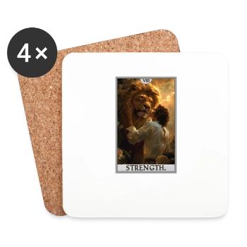 Tarotkarten Tarotkarte Strength Kraft - Untersetzer (4er-Set) - Weiß - Vorne