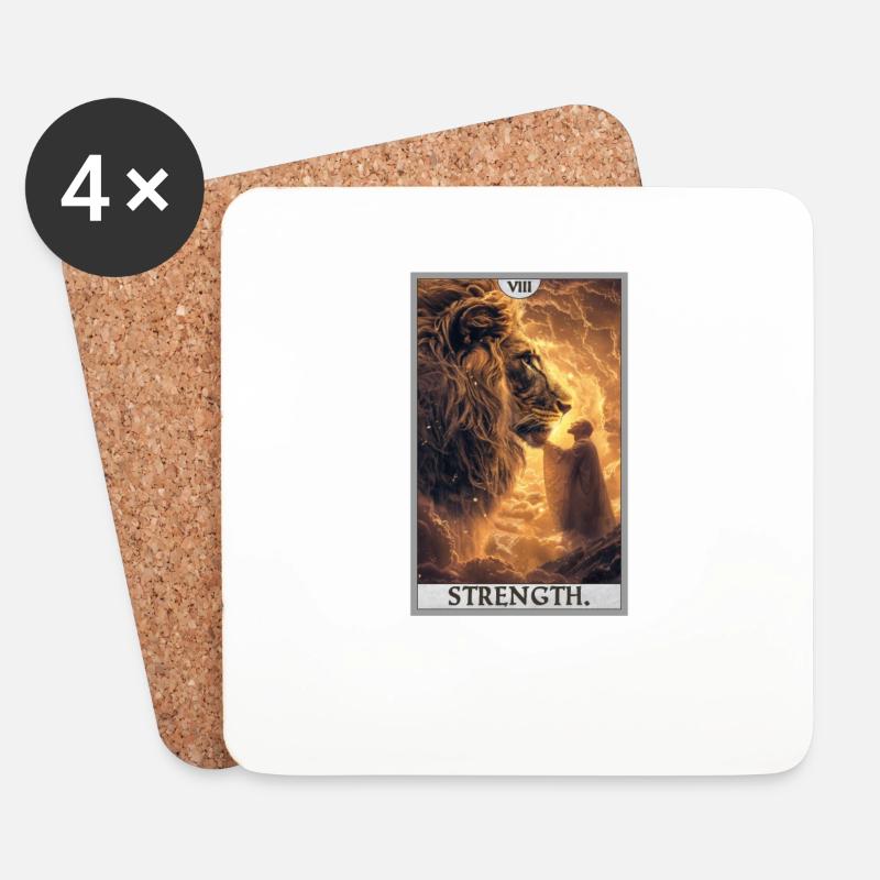 Tarotkarten Tarotkarte Strength Kraft - Untersetzer (4er-Set) - Weiß