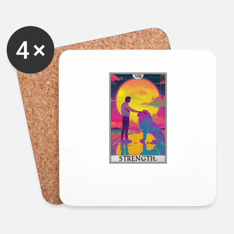Tarotkarten Tarotkarte Strength Kraft - Untersetzer (4er-Set) - Weiß