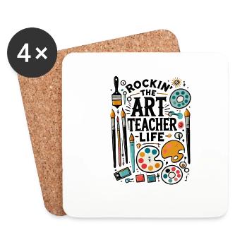 Rockin' The Art Teacher Life - Untersetzer (4er-Set) - Weiß - Vorne