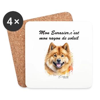 Eurasier rayon de soleil - Dessous de verre (lot de 4) - blanc - Devant