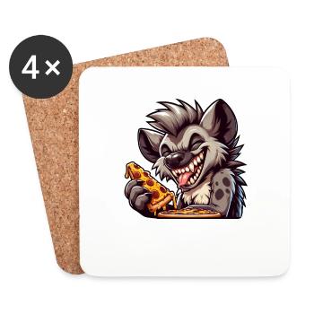 Cool hyena pizza lover fast food design - Dessous de verre (lot de 4) - blanc - Devant