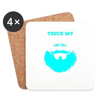 Citation de barbe, Touche ma barbe et dis-moi que je suis jolie - Dessous de verre (lot de 4) - blanc - Devant