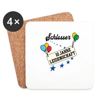 Schlosser Jubiläum 10 Jahre 10. jähriges Jubi 10th - Untersetzer (4er-Set) - Weiß - Vorne