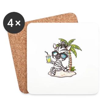 Zebra Summer Beach Comic - Coasters (set of 4) - white - Front