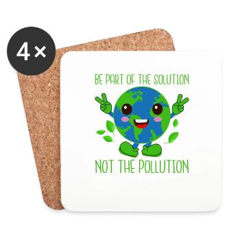 Bathing beach & sea plastic-free against pollution - Coasters (set of 4) - white - Front