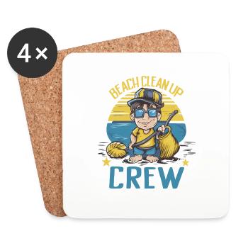 Bathing beach & sea plastic-free against pollution - Coasters (set of 4) - white - Front