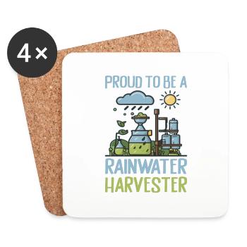 Réservoir d’eau de pluie - récupération de l’eau de pluie - Dessous de verre (lot de 4) - blanc - Devant