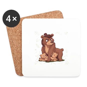 Maman Ours - Dessous de verre (lot de 4) - blanc - Devant