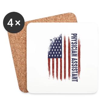 flag USA physician assisuta Rretro Student - Coasters (set of 4) - white - Front