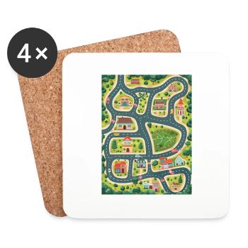 Kids Car Play Mat - Parent Massage Aid - Untersetzer (4er-Set) - Weiß - Vorne