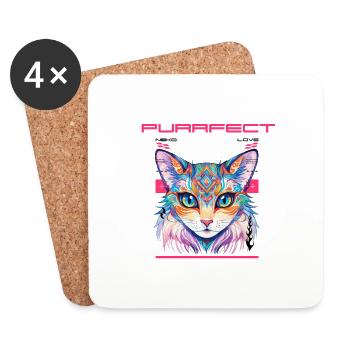Anime Purrfect Neko Love Design - Coasters (set of 4) - white - Front
