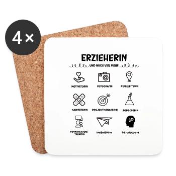 Erzieherin und noch viel mehr - Untersetzer (4er-Set) - Weiß - Vorne