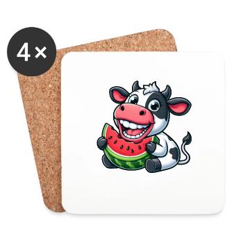 Drôle Vache Bull Bull Pastèque Été - Dessous de verre (lot de 4) - blanc - Devant