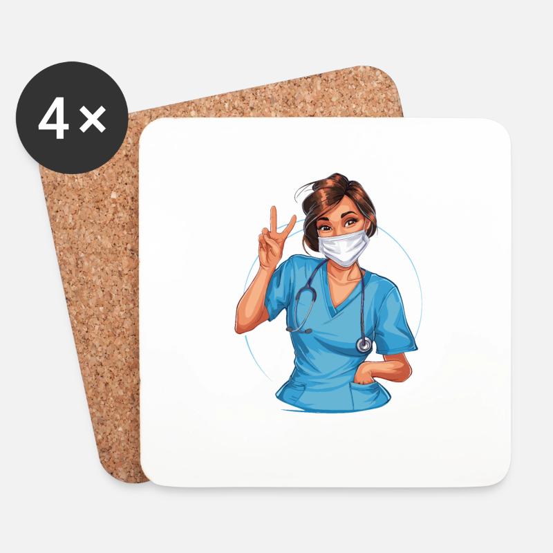 Lustige Krankenschwester mit Humor - Untersetzer (4er-Set) - Weiß