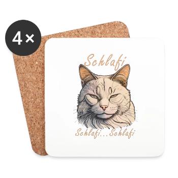 CAT Sleepi... Schlafi - Dessous de verre (lot de 4) - blanc - Devant