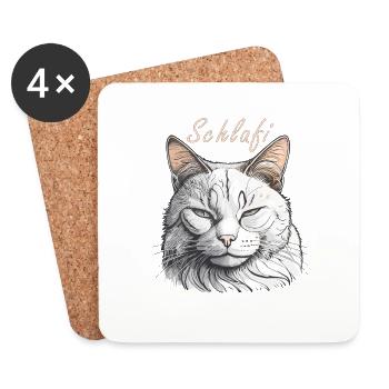 CAT Schlafi - Dessous de verre (lot de 4) - blanc - Devant