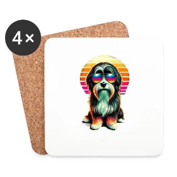 Retro Sunset Sunglasses Tibetan Terrier Terriers - Coasters (set of 4) - white - Front