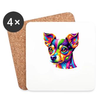 Colorful Pop Art Toy Fox Terrier American Toy - Coasters (set of 4) - white - Front