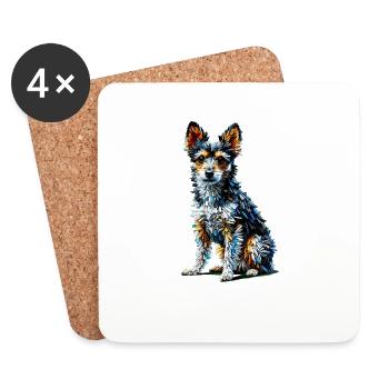 Polygon Art Toy Fox Terrier American Toy Terriers - Coasters (set of 4) - white - Front