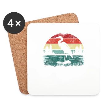 Retro Heron - Coasters (set of 4) - white - Front