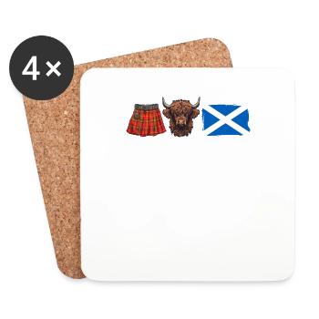 Kilts Cows Caledonia - Untersetzer (4er-Set) - Weiß - Vorne