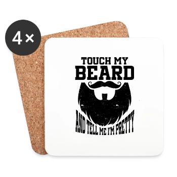 Citation de barbe, Touche ma barbe et dis-moi que je suis jolie - Dessous de verre (lot de 4) - blanc - Devant