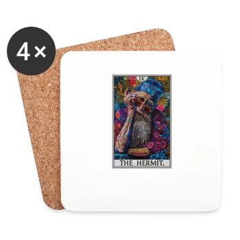 Tarot Cards Tarot Card The Hermit The Hermit - Coasters (set of 4) - white - Front