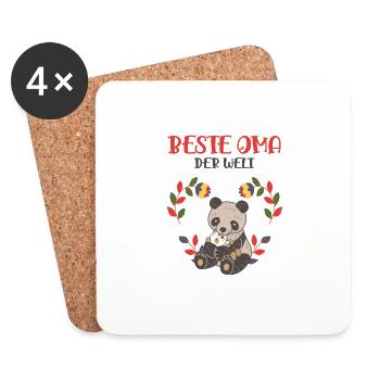 Beste Oma der Welt Panda Weltbeste Großmutter Omi - Untersetzer (4er-Set) - Weiß - Vorne