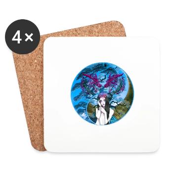 YingYang Drachen Drache Fee Elfe mystisch - Untersetzer (4er-Set) - Weiß - Vorne