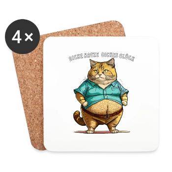 FAT CAT BIG LUCK - Coasters (set of 4) - white - Front