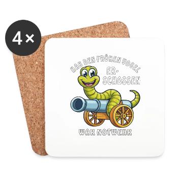 SHOT THE EARLY BIRD SELF-DEFENSE - Coasters (set of 4) - white - Front