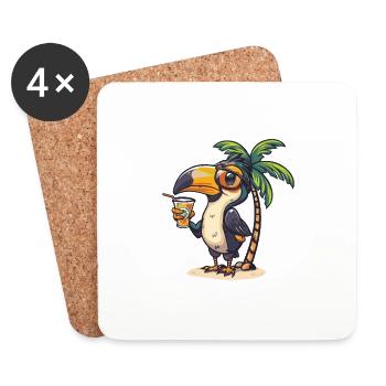 Tukan Vogel Sommer Strand Comic - Untersetzer (4er-Set) - Weiß - Vorne
