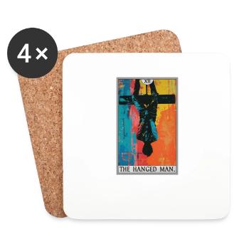 Carte de tarot Carte de tarot Le pendu - Dessous de verre (lot de 4) - blanc - Devant
