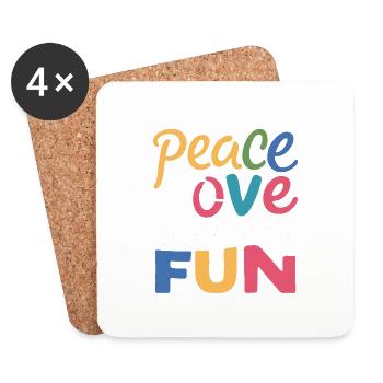 Peace, Love and Joy - Coasters (set of 4) - white - Front