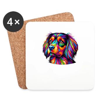 Colorful Pop Art Small Munsterlander - Coasters (set of 4) - white - Front