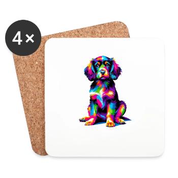 Colorful Pop Art Small Munsterlander - Coasters (set of 4) - white - Front