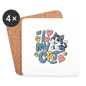J’AIME MON CHAT - Dessous de verre (lot de 4) - blanc - Devant
