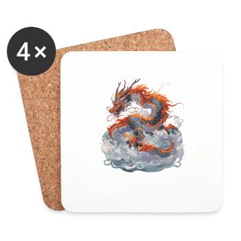 Dragon Dragon Créature mythique Conte de fées - Dessous de verre (lot de 4) - blanc - Devant
