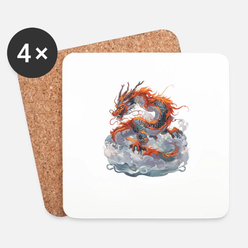 Drache Drachen Fabeltier Märchen - Untersetzer (4er-Set) - Weiß
