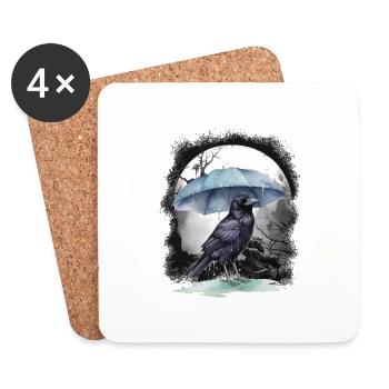 mystical crow crows raven raven - Coasters (set of 4) - white - Front
