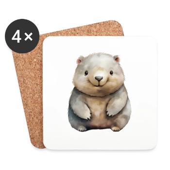 Wombat Classe Classe Animal Wombat - Dessous de verre (lot de 4) - blanc - Devant
