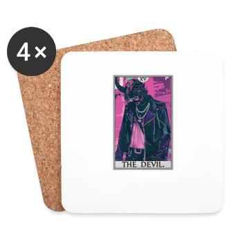 Cartes de tarot Carte de tarot Le diable Le diable - Dessous de verre (lot de 4) - blanc - Devant