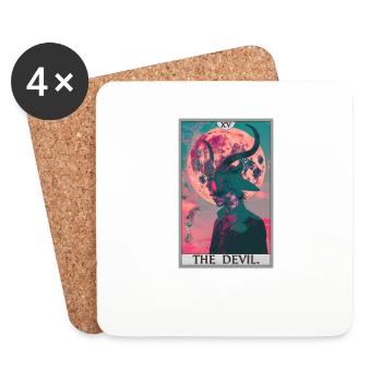 Cartes de tarot Carte de tarot Le diable Le diable - Dessous de verre (lot de 4) - blanc - Devant