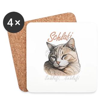 CAT Sleepi... Schlafi - Dessous de verre (lot de 4) - blanc - Devant