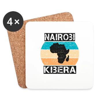 Nairobi Kibera Africa vintage sunset style - Coasters (set of 4) - white - Front