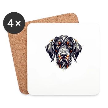 Geometric Art German Wirehaired Pointer - Coasters (set of 4) - white - Front