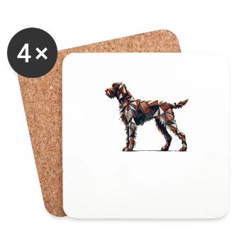 Geometric Art German Wirehaired Pointer - Coasters (set of 4) - white - Front