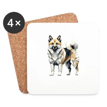 Art géométrique Norvégien Buhund - Dessous de verre (lot de 4) - blanc - Devant