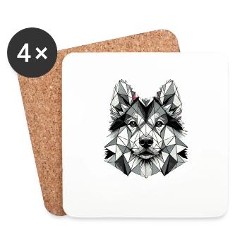 Geometrische Kunst Norwegischer Elchhund - Untersetzer (4er-Set) - Weiß - Vorne